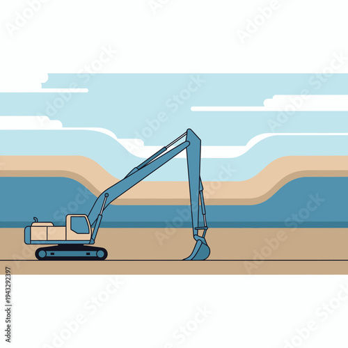 Modern Excavator Working In A Construction Site Landscape