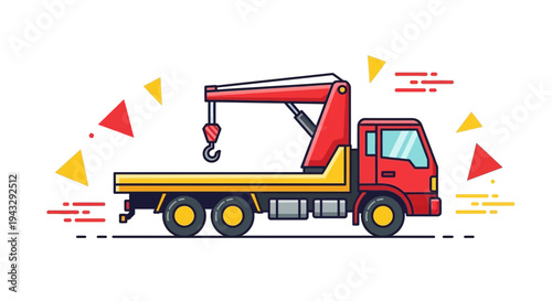 Modern Flat Design Crane Truck Vehicle Graphic