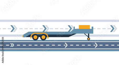 Modern Flat Design Flatbed Trailer Transport Illustration