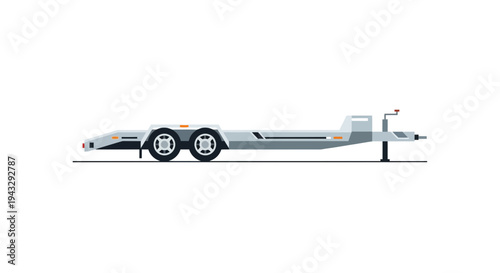 Modern Flatbed Car Hauler Trailer Vector Illustration Minimalist Design