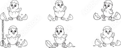 Baby Chicks Hatching from Eggs illustration