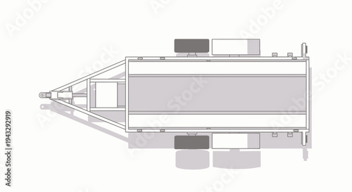 Modern Flatbed Trailer Schematic Top View Minimalist Design