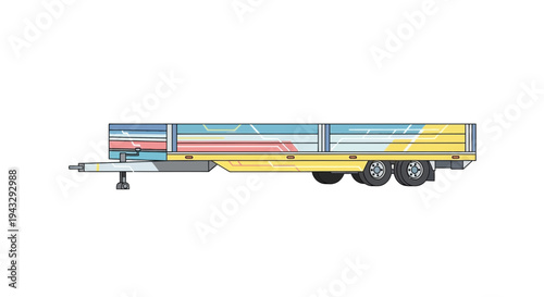 Modern Flatbed Trailer With Abstract Geometric Design