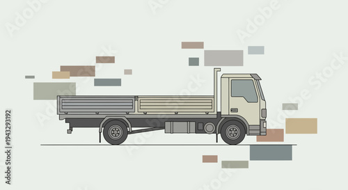 Modern Flatbed Truck Illustration For Logistics And Transport