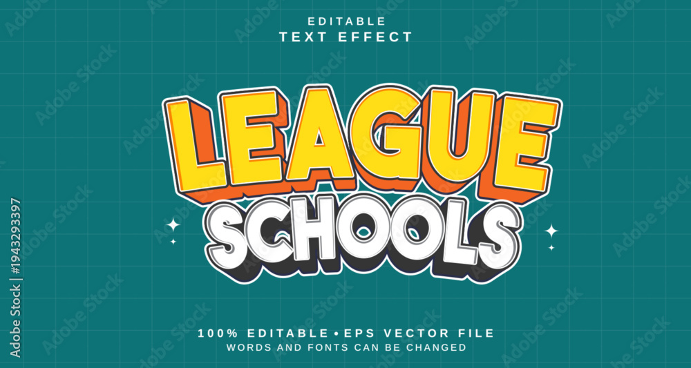 Obraz premium Editable text style effect - League Schools text style theme.