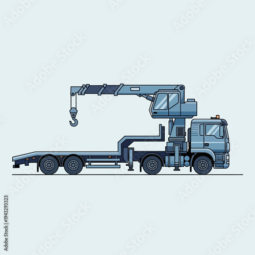 Modern Flatbed Truck With Integrated Crane Mechanism For Heavy Duty Transport