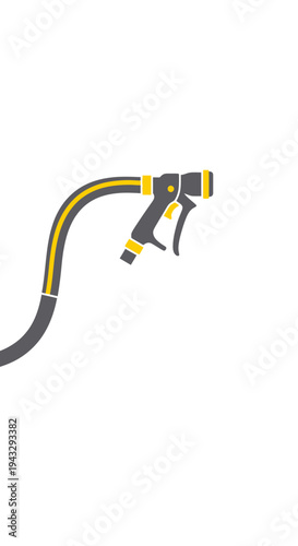 Modern Garden Hose Nozzle With Flexible Tubing And Yellow Accents