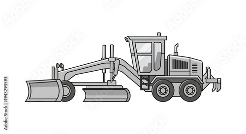 Modern Grader Vehicle Flat Design On White Background
