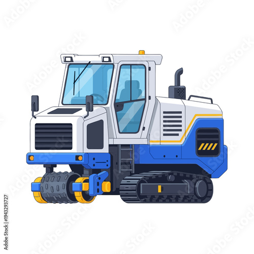 Modern Heavy Construction Roller Vehicle With Tracks And Cab For Road Work