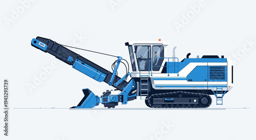Modern Heavy Duty Mining Excavator Machine Equipment Industrial Vector Graphic