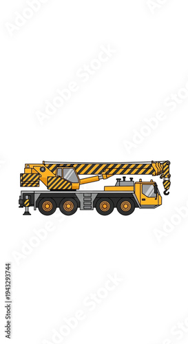Modern Heavy Duty Construction Crane Vehicle Industrial Equipment Illustration