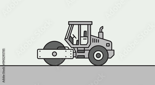 Modern Illustration Of A Road Roller Machine