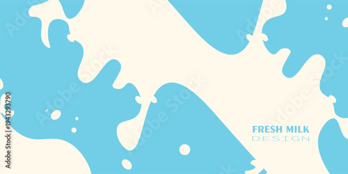 Modern poster fresh milk with splashes on a light blue background. EPS 10.