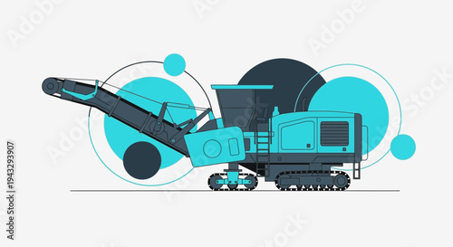 Modern Industrial Crusher Machine With Abstract Circular Design Elements