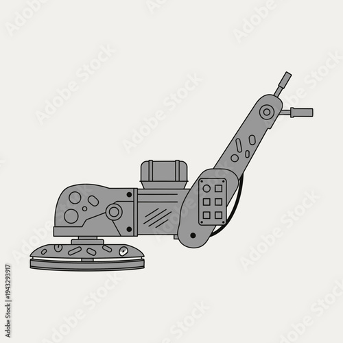 Modern Industrial Floor Polisher Machine Device Abstract Flat Design
