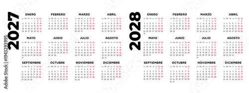 calendario 2027 2028 en español