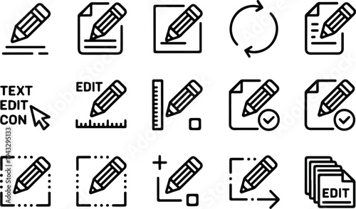 Edit Collection Silhouette Icon Set Edit Tool Typography Silhouette Icon Pack