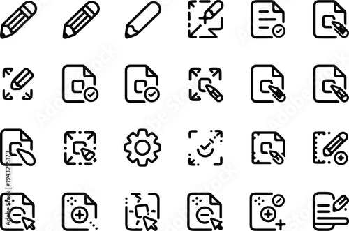 Edit Collection Silhouette Icon Set Edit Tool Typography Silhouette Icon Pack