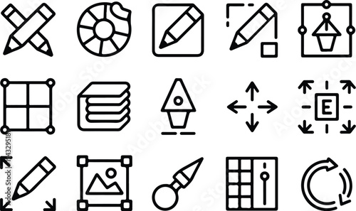 Edit Collection Silhouette Icon Set Edit Tool Typography Silhouette Icon Pack