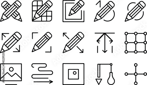 Edit Collection Silhouette Icon Set Edit Tool Typography Silhouette Icon Pack