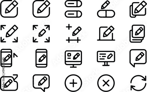 Edit Collection Silhouette Icon Set Edit Tool Typography Silhouette Icon Pack