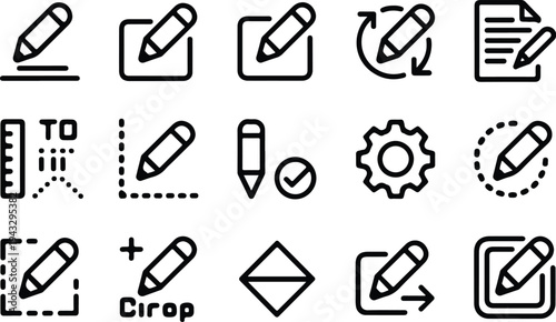 Edit Collection Silhouette Icon Set Edit Tool Typography Silhouette Icon Pack