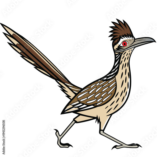 Elegant  Roadrunner Bird Illustration Vector


