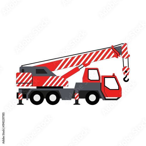 Modern Industrial Mobile Crane Vector Illustration For Construction Projects