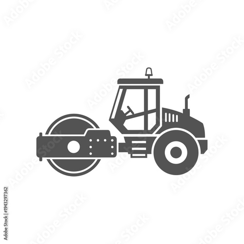 Modern Industrial Road Roller Machine Illustration For Construction Projects