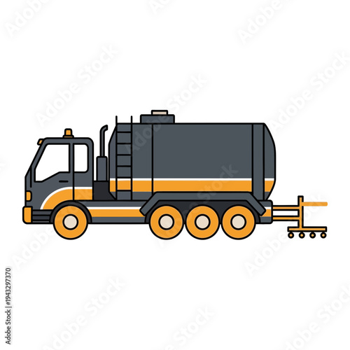 Modern Industrial Tanker Truck Vehicle Icon Graphic