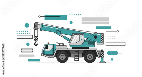 Modern Mobile Crane Vector Illustration For Construction Projects