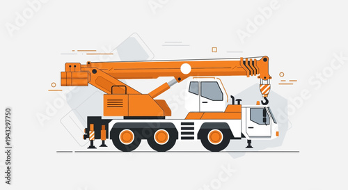 Modern Mobile Crane Vector Illustration On Minimalist Background
