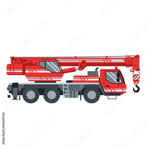 Modern Mobile Crane Construction Equipment Vehicle On White