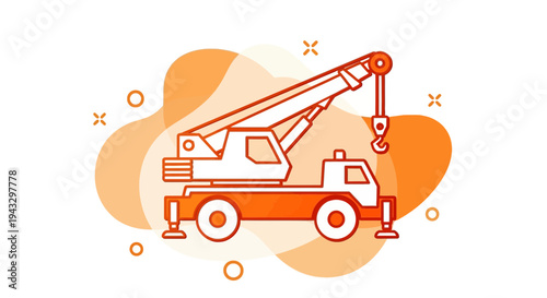Modern Mobile Crane Construction Machine Vector Graphic Design