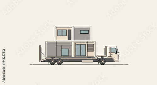 Modern Modular Homes Transported Via Truck Flatbed Delivery