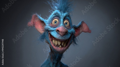 Die Karikatur eines lustigen, lachenden Monsters.
