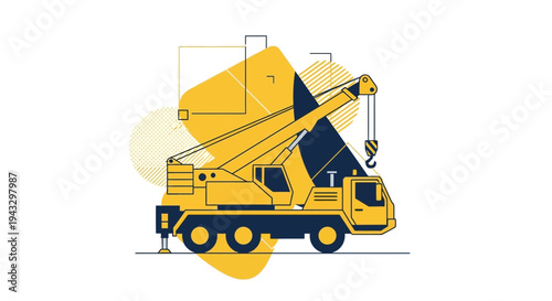 Modern Mobile Crane Illustration For Construction Industry Projects