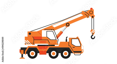 Modern Orange Construction Crane Vector Illustration