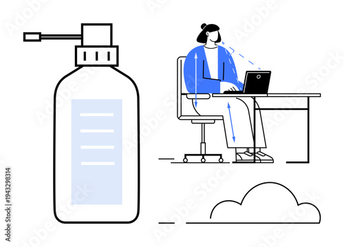 Hygiene concept. Hygiene in workspaces s health and cleanliness. Hygiene solutions, ed by the sanitizer, safeguard remote workspaces, office environments, and public health. Perfect for workplace