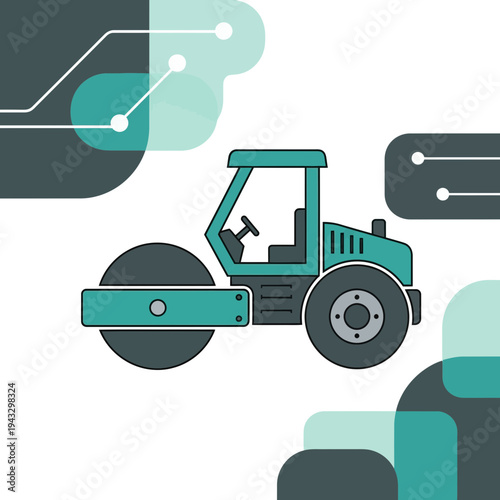 Modern Road Roller Construction Machine Industrial Icon