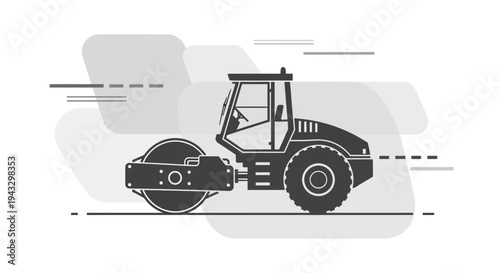 Modern Road Roller Construction Vehicle Graphic Design