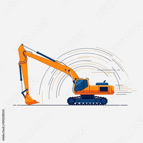 Modern Orange Excavator Machine Moving Earth for Construction Projects