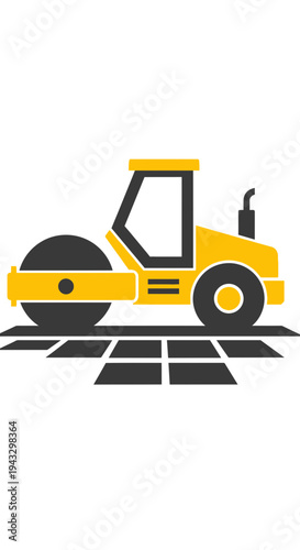 Modern Road Roller Construction Vehicle Illustration Vector Art