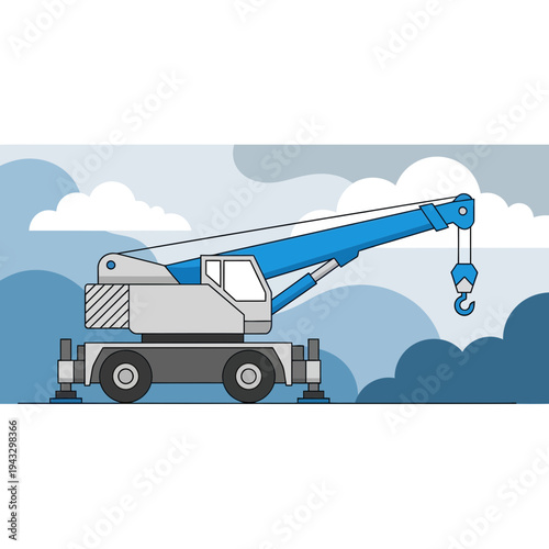 Modern Mobile Crane Ready For Construction Projects Lifting Heavy Loads Safely