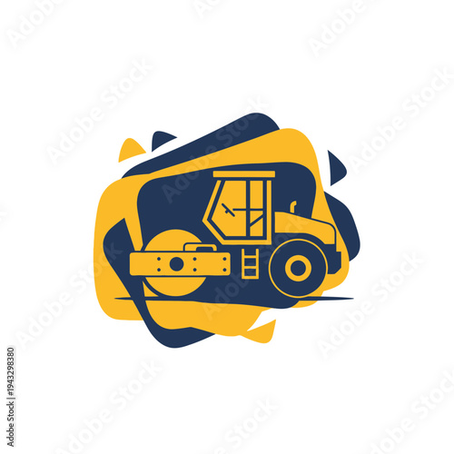 Modern Road Roller Graphic Construction Machine Vector Icon