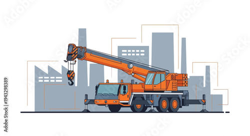 Modern Mobile Crane Ready For Heavy Lifting In Industrial Setting