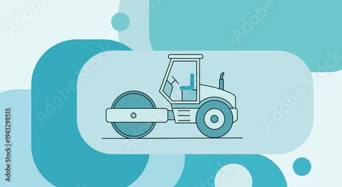 Modern Road Roller Machine Flat Design Icon Construction Equipment For Websites And Apps