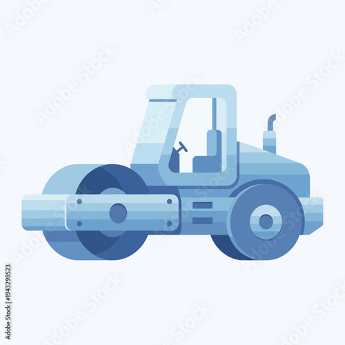 Modern Road Roller Machine Construction Vehicle Vector Illustration Graphic