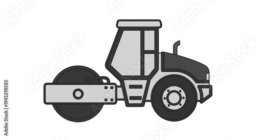 Modern Road Roller Machine Illustration For Construction Projects And Urban Development