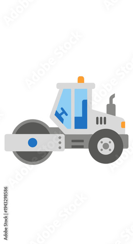 Modern Road Roller Machine Illustration For Construction Projects